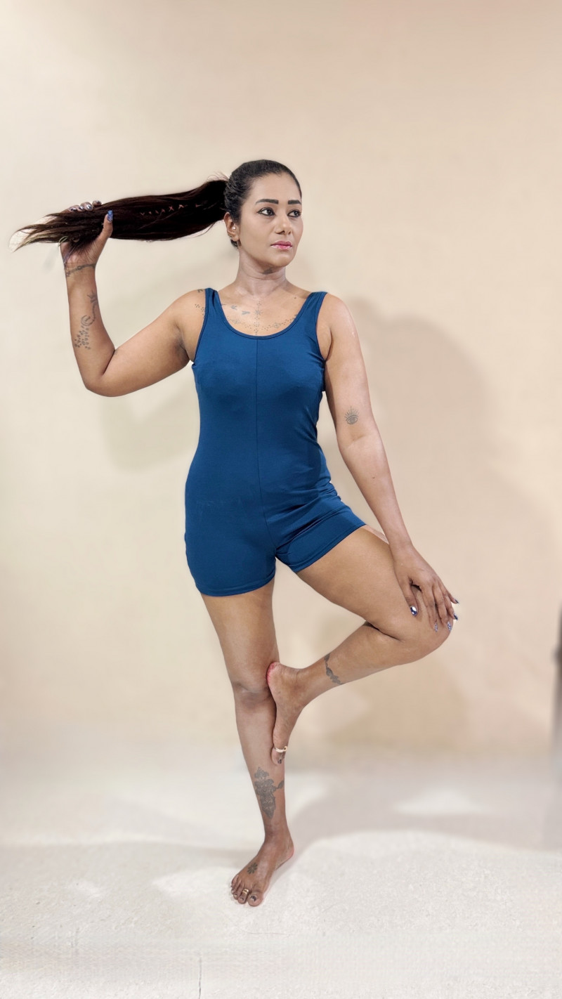  Bodysuit - Stretchable Bodysuit for Yoga Blue
